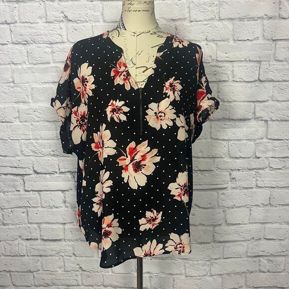 Maurice's Black Polka Dot Floral Blouse - Women's XL - Picture 3 of 5